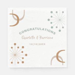 Modern Mid Century Atomic Starburst Wedding  Napkins