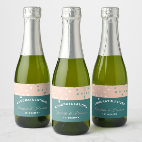 Modern Mid Century Atomic Starburst Wedding Sparkling Wine Label