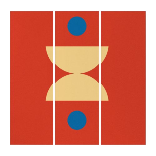 Modern Mid Century Balance Geometric Color Block Triptych