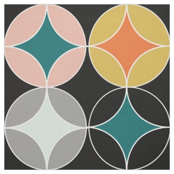 Modern Mid Century Big Circles Repeat Patterned Fabric by Flissitations at Zazzle