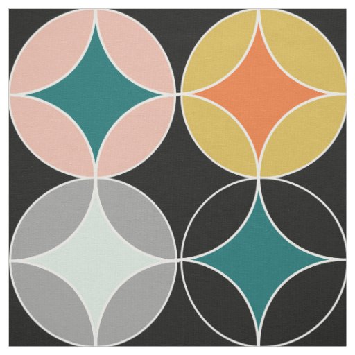 Modern Mid Century Big Circles Repeat Patterned Fabric