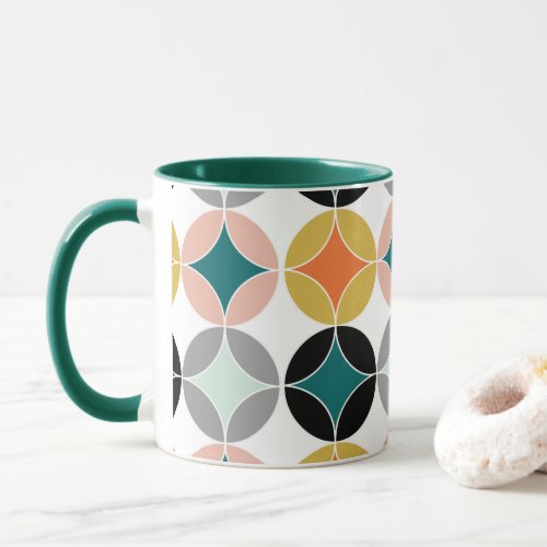 Modern Mid Century Big Circles Repeat Patterned Mug