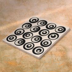 Modern Mid Century Black And Cream Circles Pattern Ceramic Tile at Zazzle