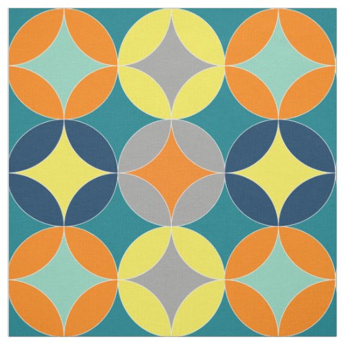 Modern Mid Century Circles Geometric Pattern Fabric