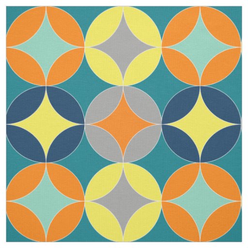 Modern Mid Century Circles Geometric Pattern Fabric
