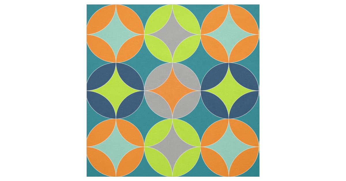 Modern Mid Century Circles Geometric Pattern Fabric Zazzle