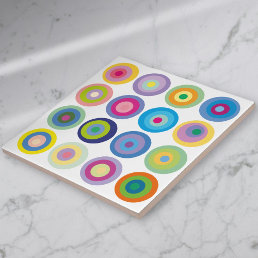 Modern Mid Century Colorful Circles Pattern Ceramic Tile