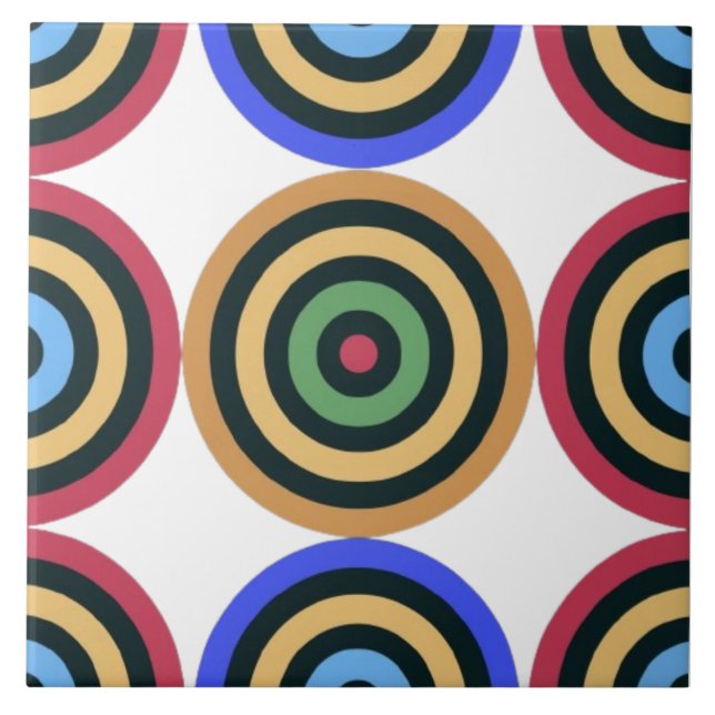 Modern Mid Century Colorful Geometric pattern Ceramic Tile (Front)