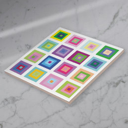 Modern Mid Century Colorful Squares Pattern Ceramic Tile