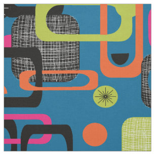 Modern Mid Century Funky Geometric Pattern Fabric