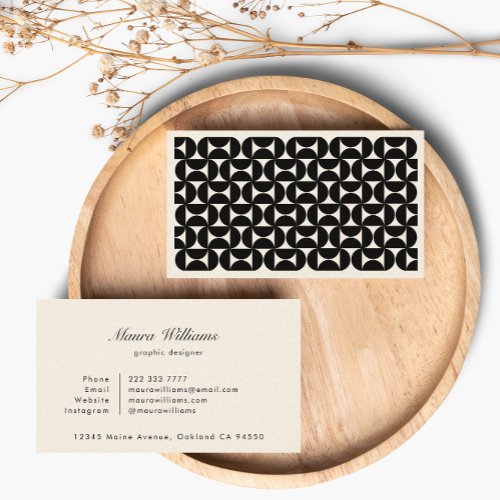 Modern Mid Century Geometric Abstract Black Shapes Business Card
