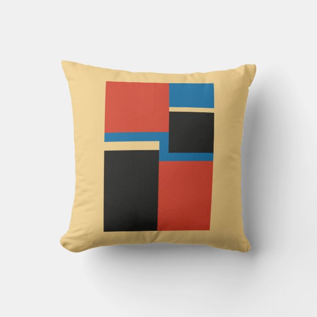 Modern Mid Century Geometric Color Block Square Throw Pillow (Front)