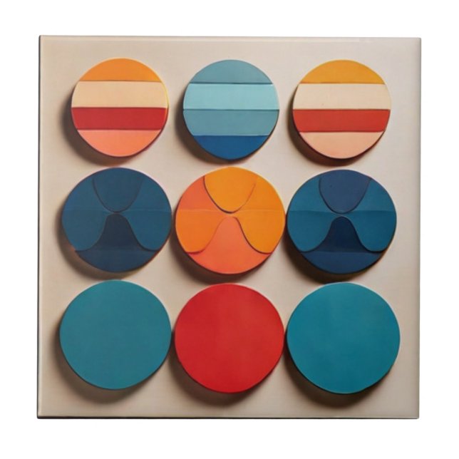 Modern Mid Century Geometric Pattern Ceramic Tile (Front)