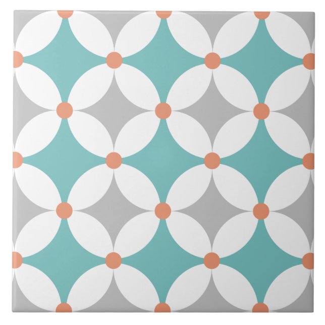 Modern Mid Century Geometric Pattern Ceramic Tile (Front)