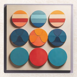 Modern Mid Century Geometric Pattern Glass Coaster