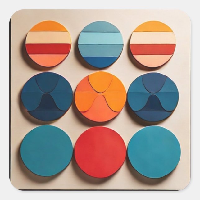 Modern Mid Century Geometric Pattern Square Sticker (Front)