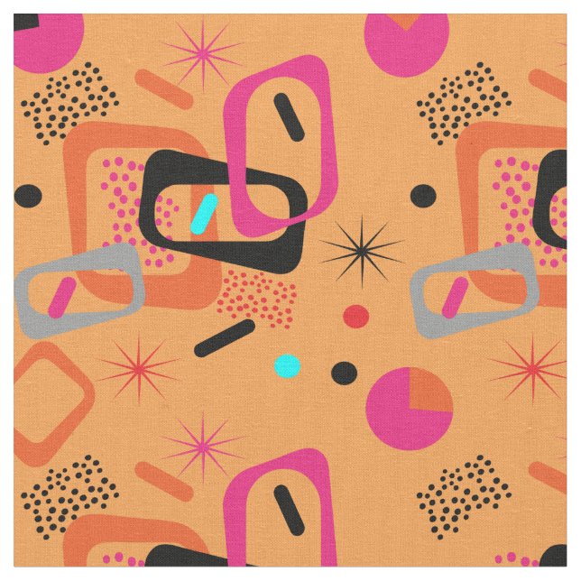 Modern Mid Century Geometric Patterned Fabric (Close Up)