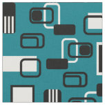 Modern Mid Century Geometric Teal Black Retro Fabric