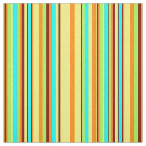 Modern Mid_Century Lime Turquoise Orange Stripes Fabric