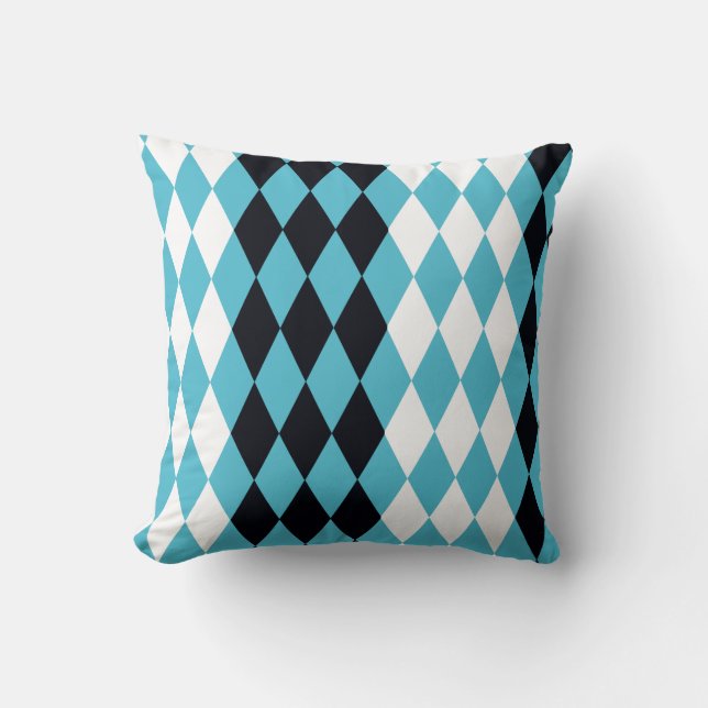 Modern Mid-Century mod retro diamonds Harlequin Throw Pillow (Front)