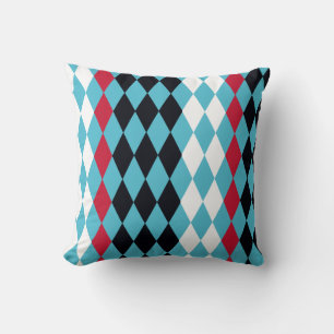 Modern Mid-Century mod retro diamonds Harlequin Throw Pillow