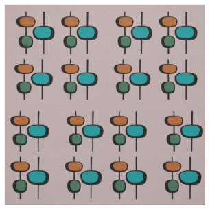 Modern mid century pattern pink blue green orange fabric