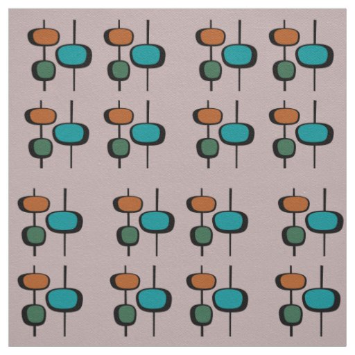 Modern mid century pattern pink blue green orange fabric