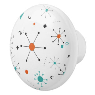 Modern Mid Century Retro Atomic Abstract Ceramic Knob