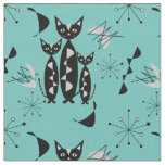 Modern Mid Century Retro Cats Cute Pattern Fabric