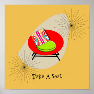 Modern Mid Century Retro Style Chair Illustration Poster
