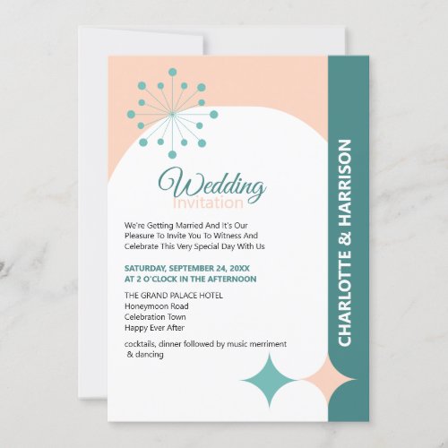 Modern Mid Century Retro Wedding Invitation