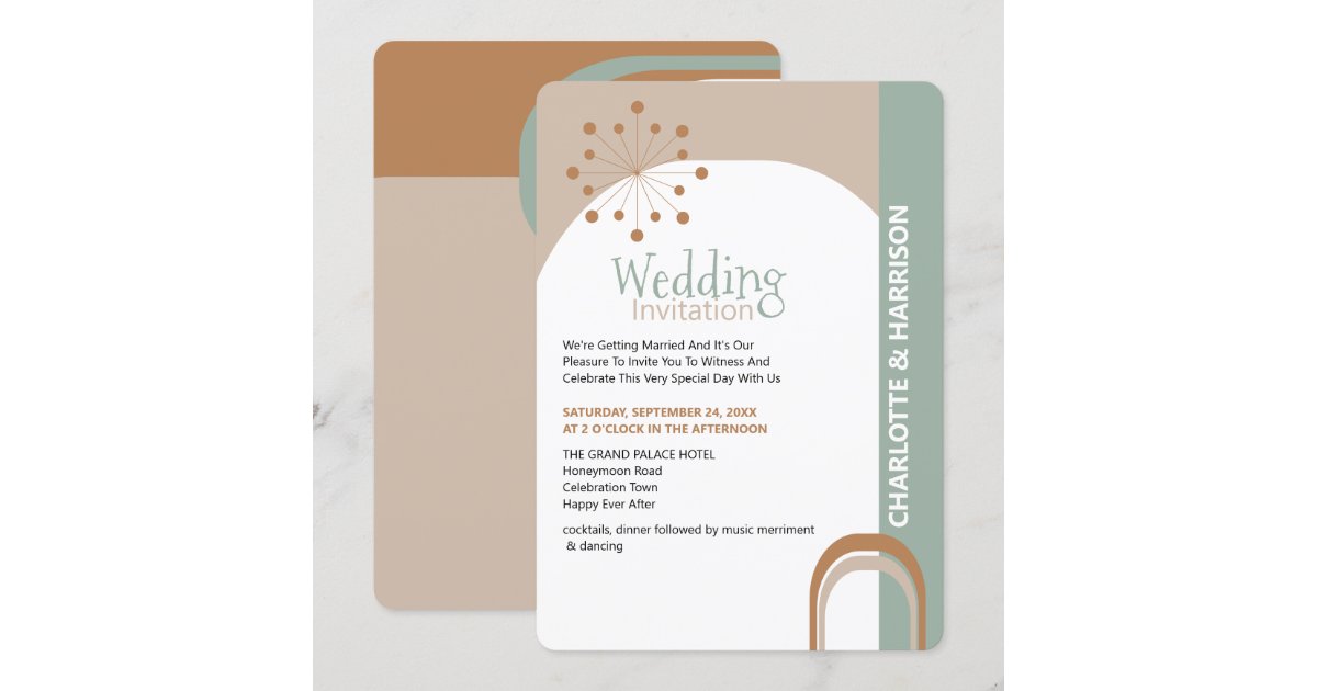 Modern Mid Century Rustic Wedding Invitation | Zazzle