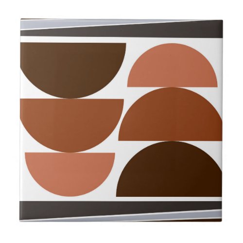 Modern Mid Century Semi Circle Warm Tones Ceramic Tile