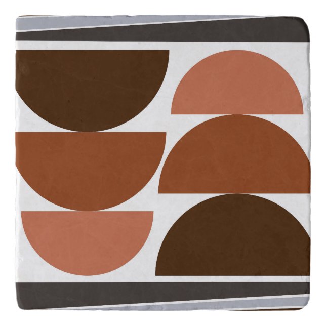 Modern Mid Century Semi Circle Warm Tones Trivet (Front)