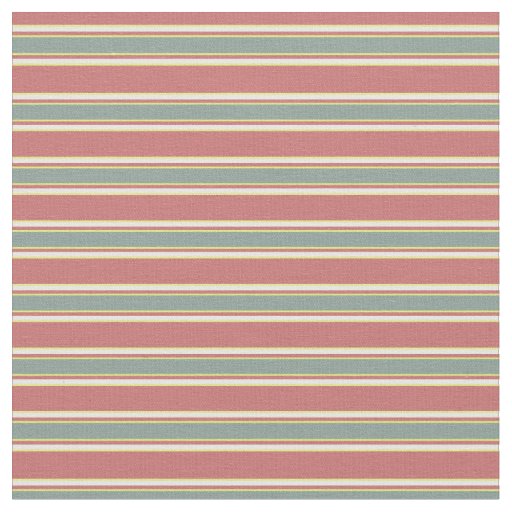 Modern mid century stripes l Burgundy Turquoise Fabric