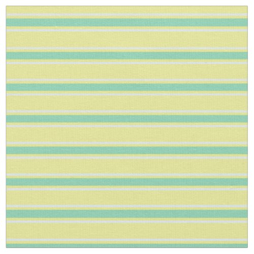 Modern mid century stripped pattern l Yellow Blue Fabric