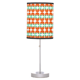Modern Mid Century Style Fresh Orange Teal Print Table Lamp
