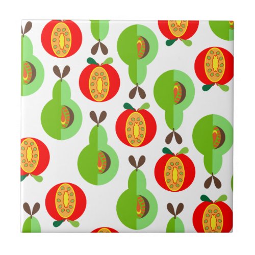 Modern Mid Century Style Fruit Design Ceramic Tile