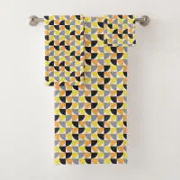 Black & Yellow Geometric Funky Modern Pattern Bath Towel Set, Zazzle