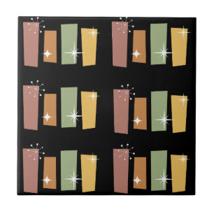 Modern Midcentury 50s l Starburst black and color Ceramic Tile