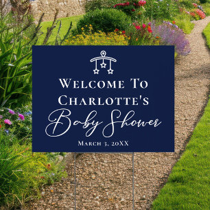 Modern Midnight Blue Baby Shower Personalized Yard Sign