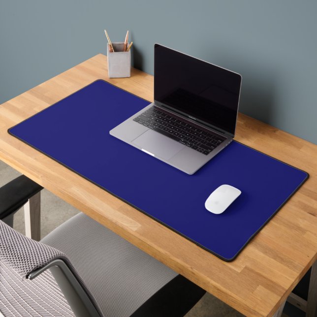 Modern Midnight Blue Plain Solid Color Desk Mat (Office 2)
