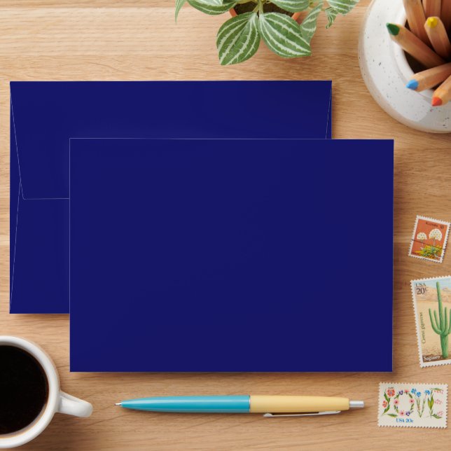 Modern Midnight Blue Plain Solid Color Envelope (Desk)