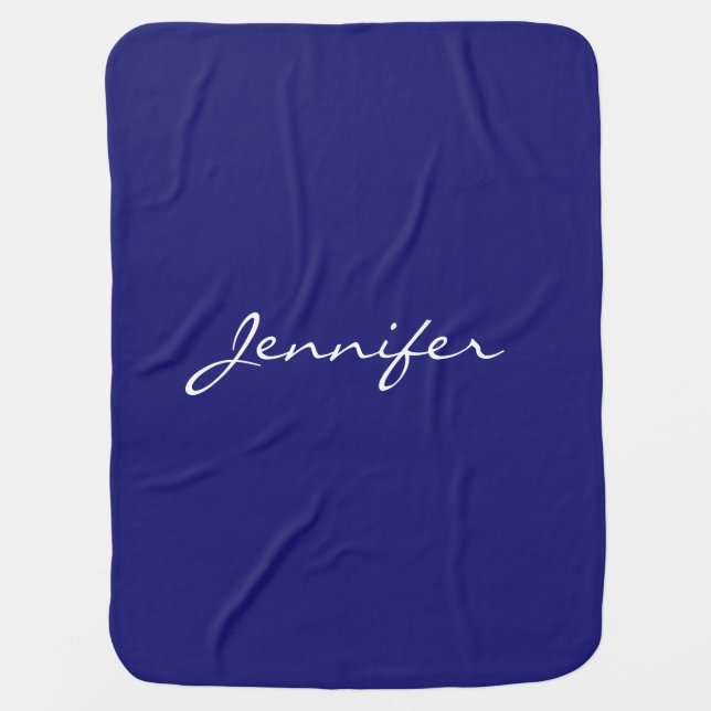 Modern Midnight Blue Plain Unique Baby Blanket (Front)