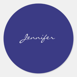 Modern Midnight Blue Plain Unique Classic Round Sticker