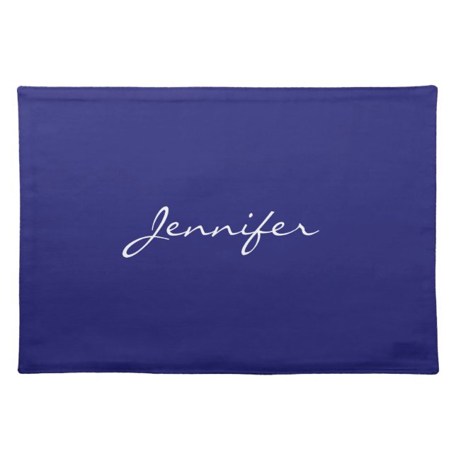 Modern Midnight Blue Plain Unique Cloth Placemat (Front)