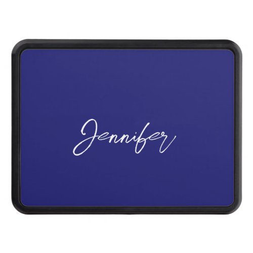 Modern Midnight Blue Plain Unique Handwriting Name Hitch Cover