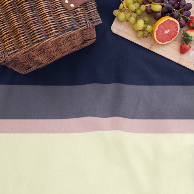 Modern Midnight Blue Vanilla Stripes Fleece Blanket (Creator Uploaded)