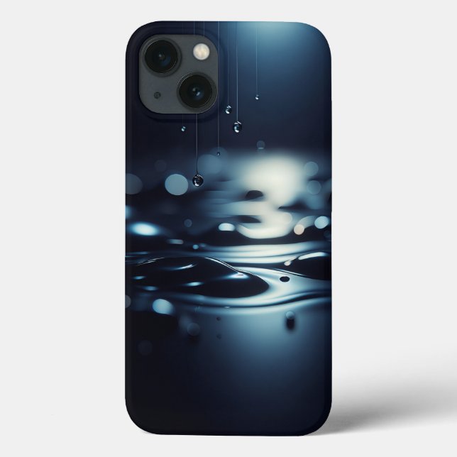 Modern Midnight Dew Phone Case Elegant Dark Liquid (Back)