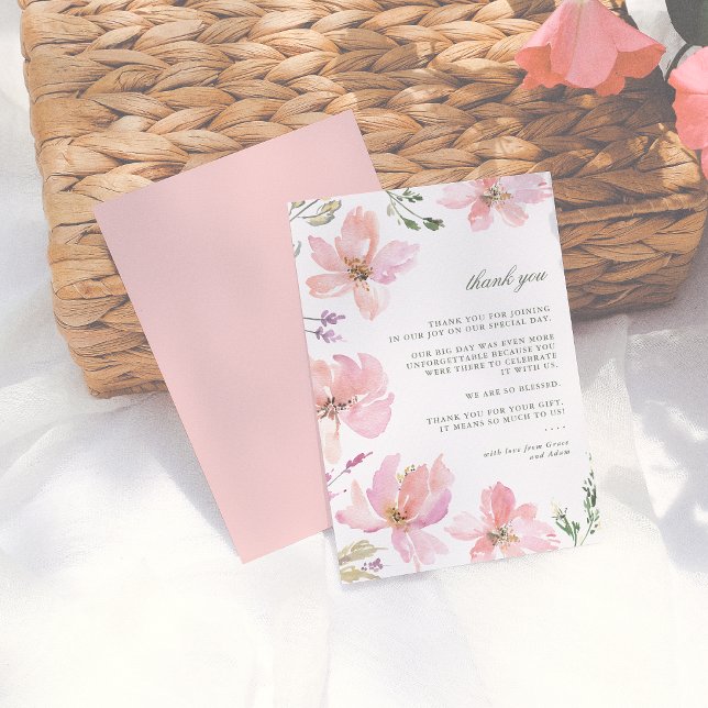 Modern Midsummer Watercolor Floral Thank You Card (Creator Uploaded)